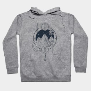 Creative Illustration In Geometric Style. Adventure, Nature, Travel, Mountains And Crystals Hoodie